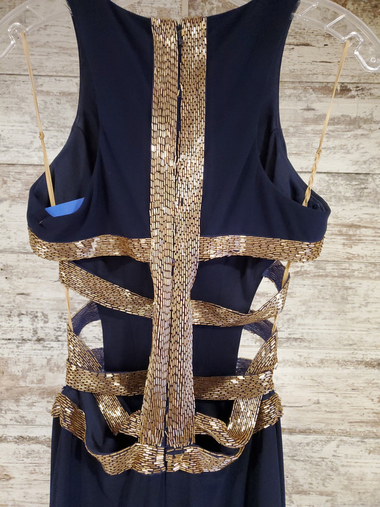 NAVY LONG EVENING GOWN