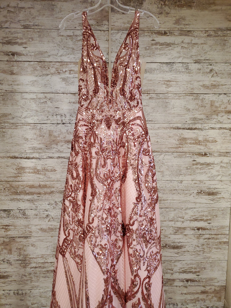 PINK/ROSE GOLD A LINE GOWN