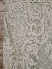 GREEN/WHITE LONG EVENING GOWN