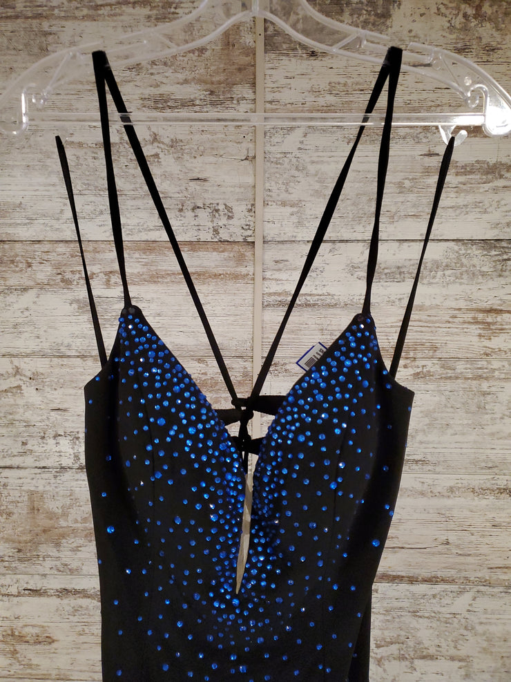 BLACK/BLUE LONG EVENING GOWN