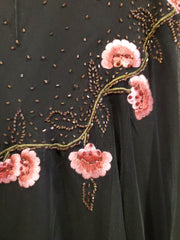 BLACK/FLORAL LONG EVENING GOWN