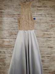 BLUE/NUDE A LINE GOWN