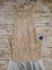 BLUE/NUDE A LINE GOWN