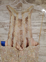 BLUE/NUDE A LINE GOWN