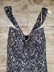 NAVY/WHITE LACE LONG GOWN