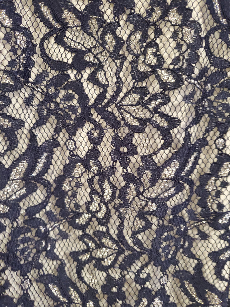 NAVY/WHITE LACE LONG GOWN