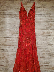 RED FULL SEQUIN LONG DRESS