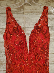 RED FULL SEQUIN LONG DRESS