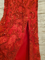 RED FULL SEQUIN LONG DRESS