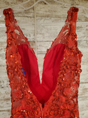 RED FULL SEQUIN LONG DRESS