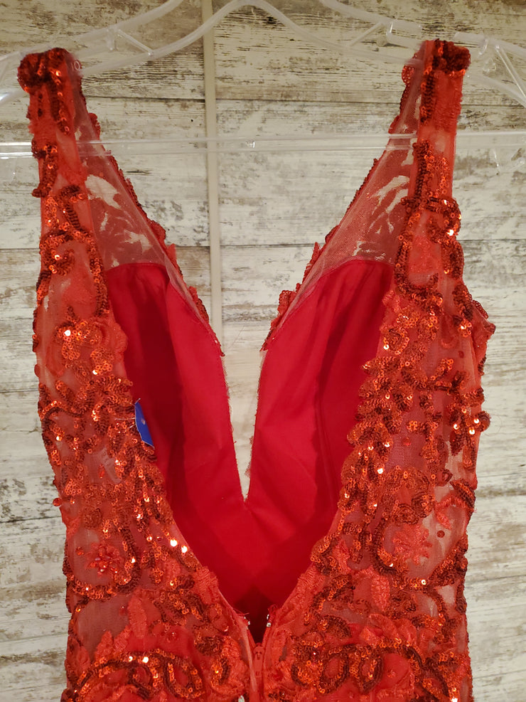 RED FULL SEQUIN LONG DRESS