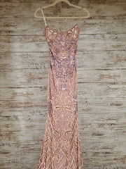 PINK/PURPLE SEQUIN LONG GOWN