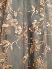 GRAY/GOLD SPARKLY A LINE GOWN