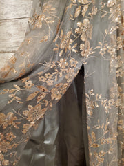 GRAY/GOLD SPARKLY A LINE GOWN