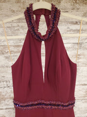 BURGUNDY LONG EVENING GOWN