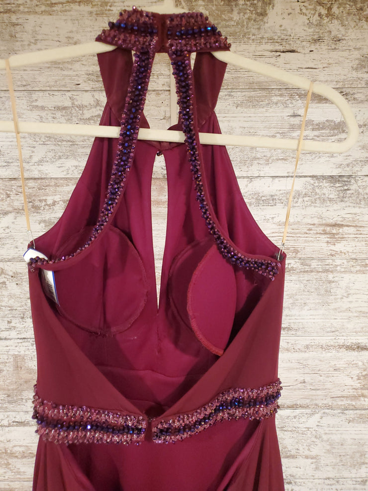 BURGUNDY LONG EVENING GOWN