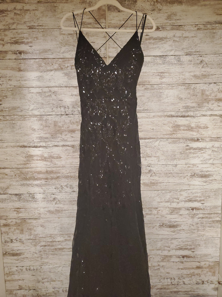 BLACK FULL SEQUIN LONG GOWN