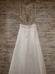 WHITE/SILVER A LINE GOWN