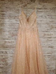 PEACH SPARKLY A LINE GOWN