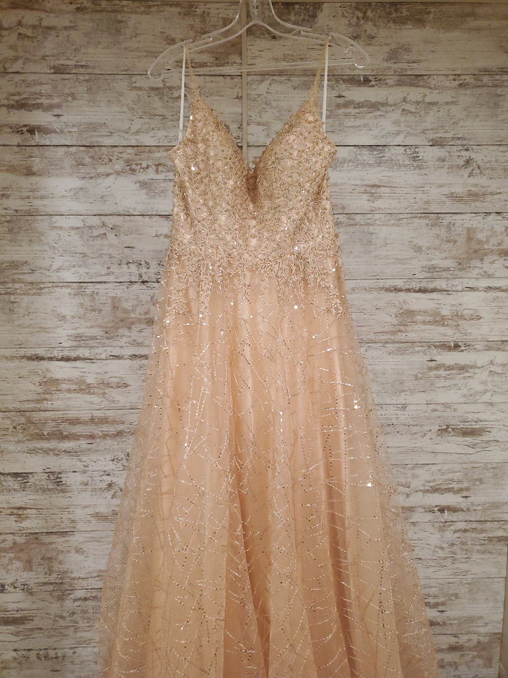 PEACH SPARKLY A LINE GOWN