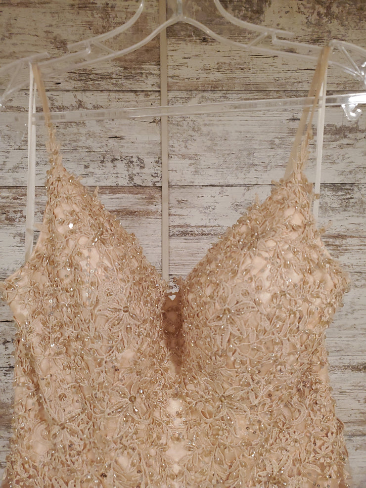 PEACH SPARKLY A LINE GOWN