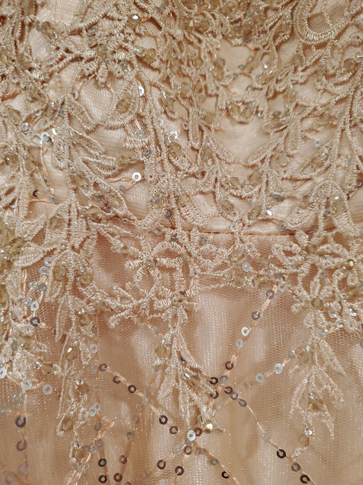 PEACH SPARKLY A LINE GOWN