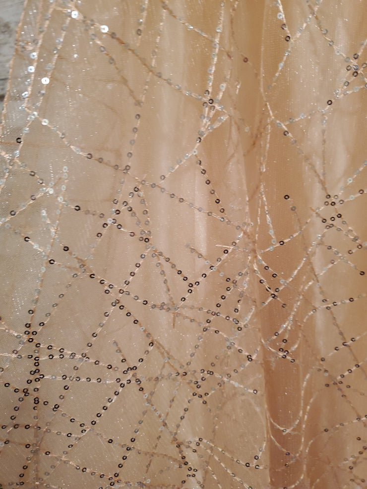 PEACH SPARKLY A LINE GOWN