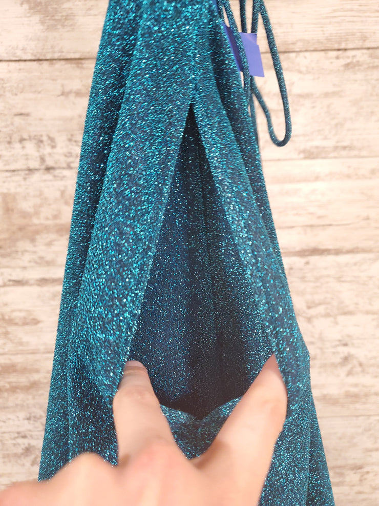 BLUE SPARKLY A LINE GOWN