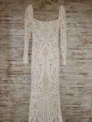WHITE/NUDE LONG EVENING GOWN