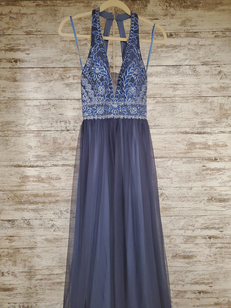 BLUE A LINE GOWN