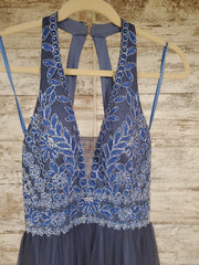 BLUE A LINE GOWN