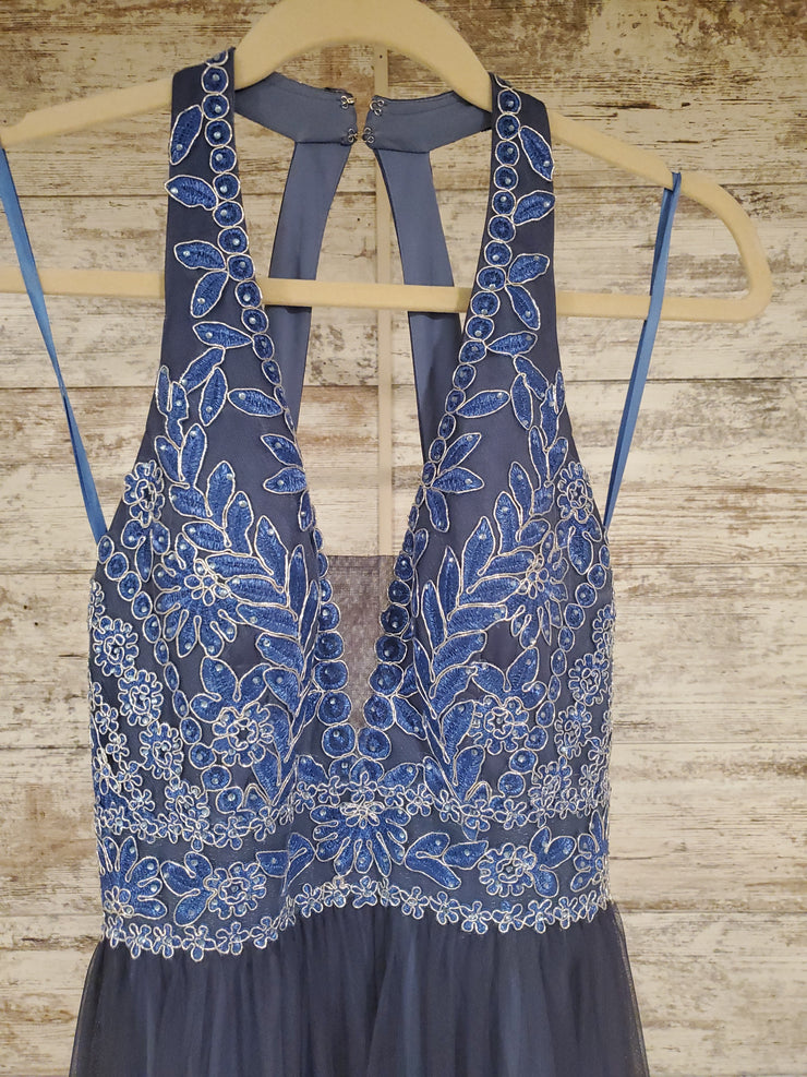 BLUE A LINE GOWN
