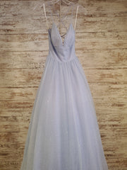 BLUE SPARKLY A LINE GOWN