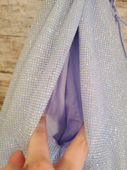 BLUE SPARKLY A LINE GOWN