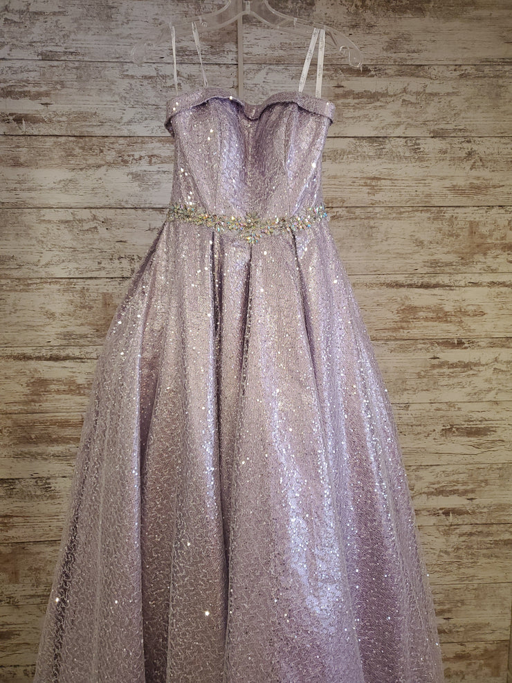 LAVENDER SPARKLY A LINE GOWN