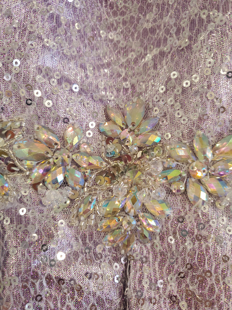 LAVENDER SPARKLY A LINE GOWN