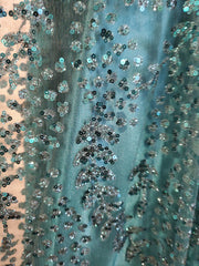 GREEN SPARKLY A LINE GOWN