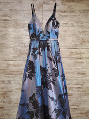 BLUE/BLACK SPARKLY A LINE GOWN