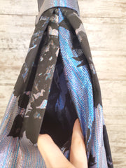 BLUE/BLACK SPARKLY A LINE GOWN