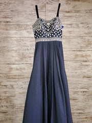 BLUE DENIM A LINE GOWN