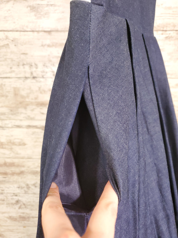 BLUE DENIM A LINE GOWN