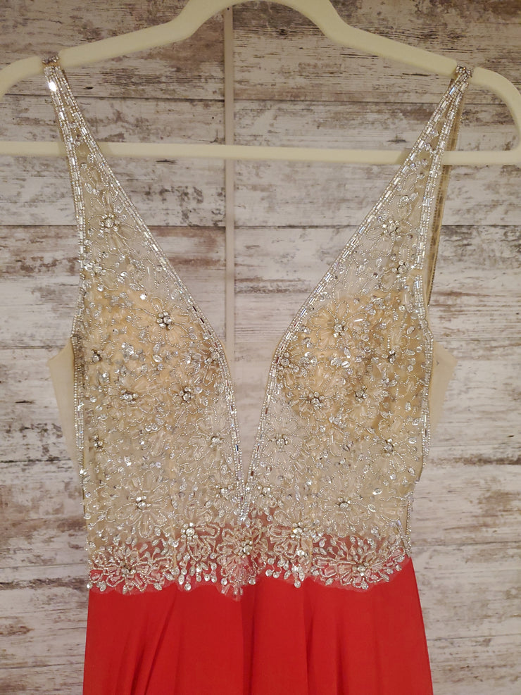 RED SPARKLE TOP LONG DRESS