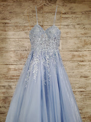 BLUE/FLORAL A LINE GOWN