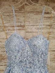 BLUE/FLORAL A LINE GOWN