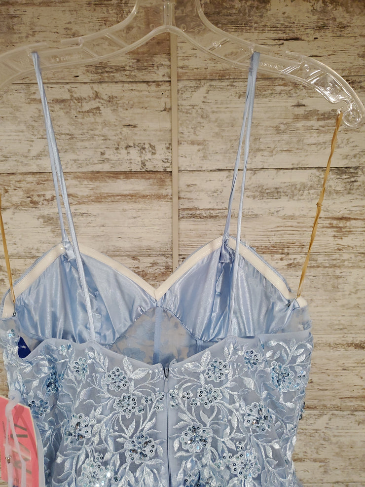 BLUE/FLORAL A LINE GOWN