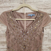 TAN BEADED SHORT DRESS