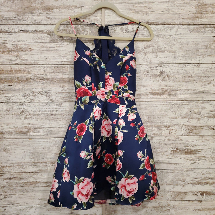 NAVY/FLORAL SHORT DRESS