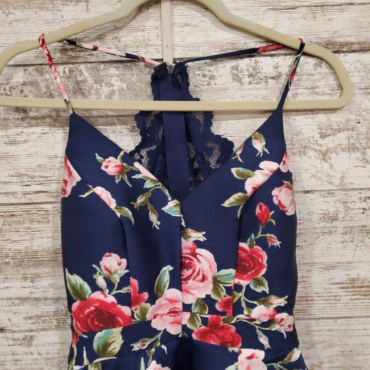 NAVY/FLORAL SHORT DRESS