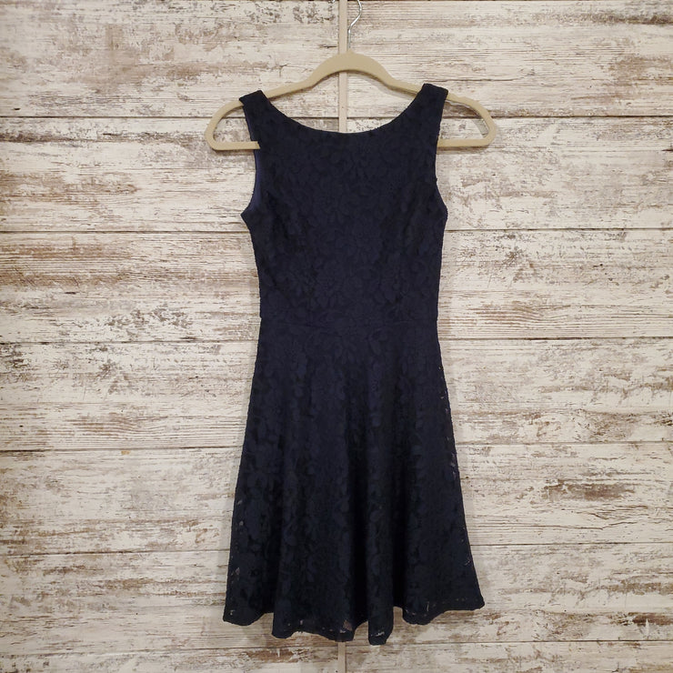 NAVY LACE SHORT DRESS
