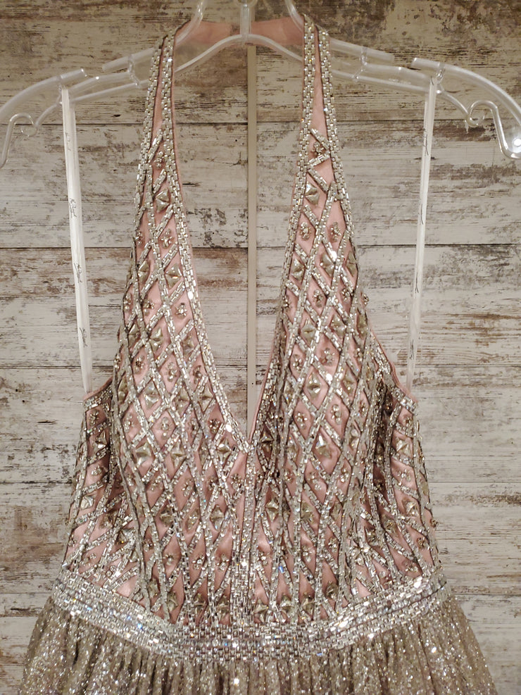 PINK/SILVER SPARKLY A LINE GOW